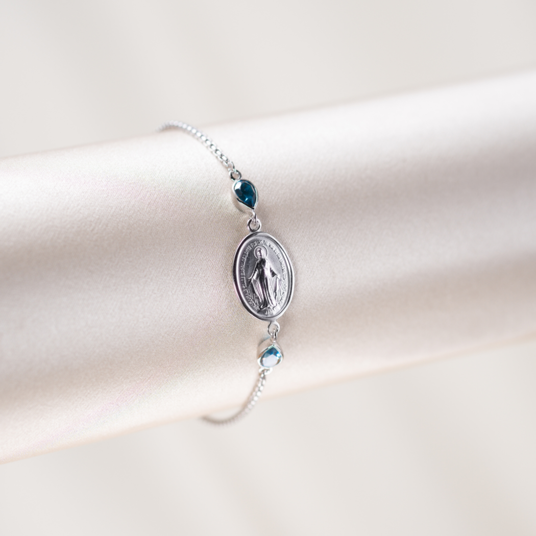 Armkette Silber mit 2 Topas London Blue