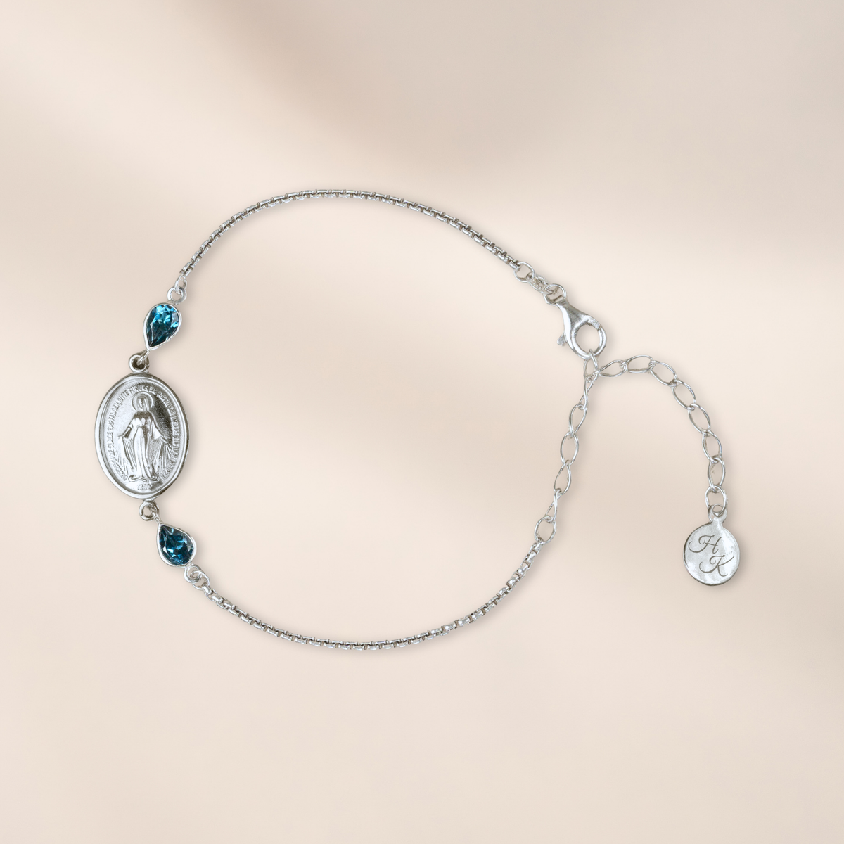 Pulsera de plata con 2 topacios London Blue