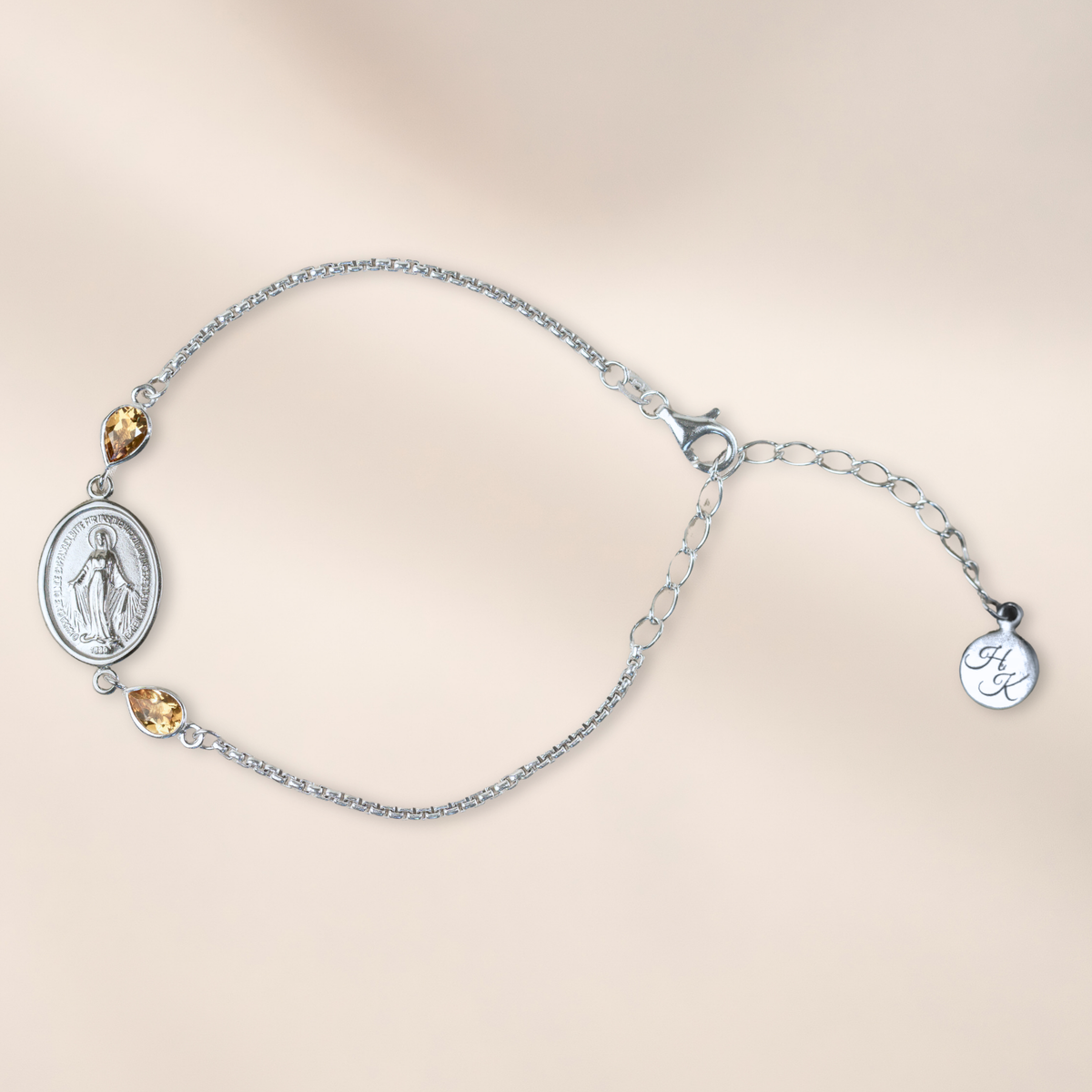 Pulsera de plata con 2 citrinos de 6 x 4 mm