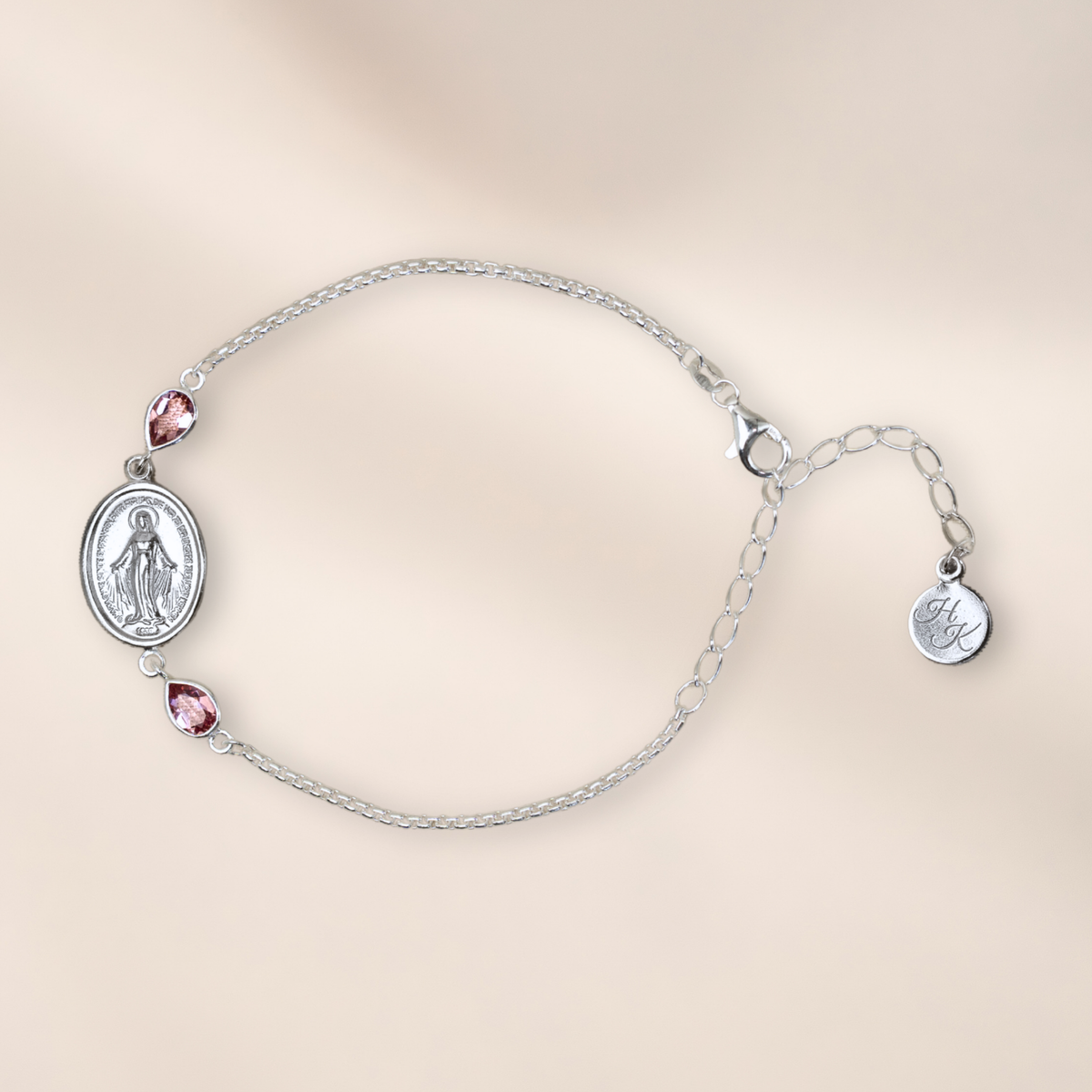 Pulsera de plata con 2 turmalinas de 6 x 4 mm cada una