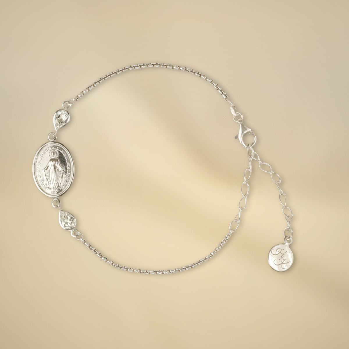Pulsera de plata con 2 cristales de roca de 6 x 4 mm cada uno