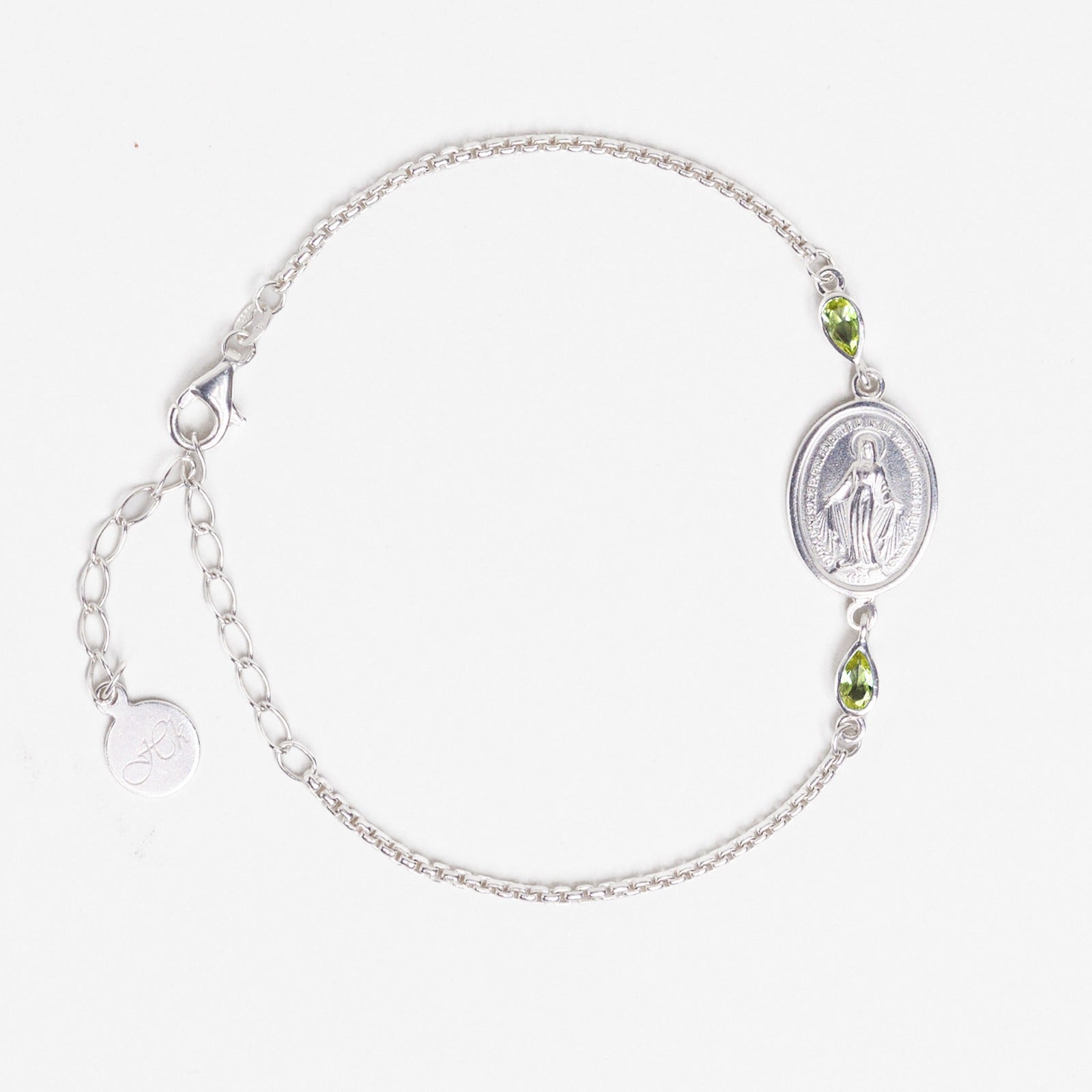 Armkette Silber mit 2 Peridot je 5 x 3 mm